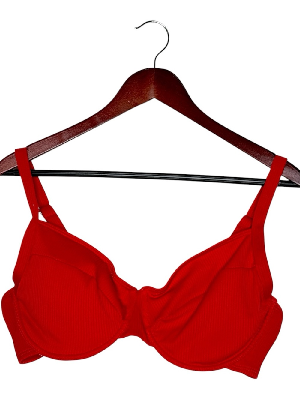 DACI Red Ribbed Underwire Bikini
Swim Top Adjustable Strap Woman’s  Size XL